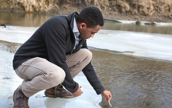 a student tests stream water